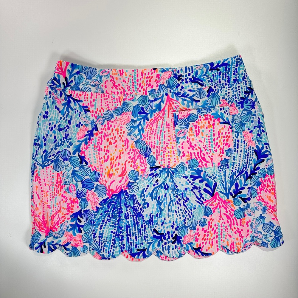 Lilly Pulitzer active skort with pockets scalloped hem blue pink size 16 - Picture 8 of 12